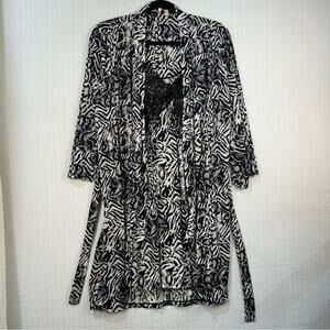 Body Touch Satin Chemise Slip Robe Set Women’s Medium Lace Lingerie Animal Print